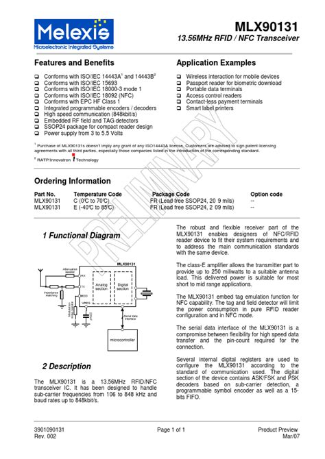 MLX90131 DataSheet | Melexis