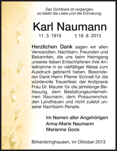 Traueranzeigen Von Karl Naumann Trauer HNA De