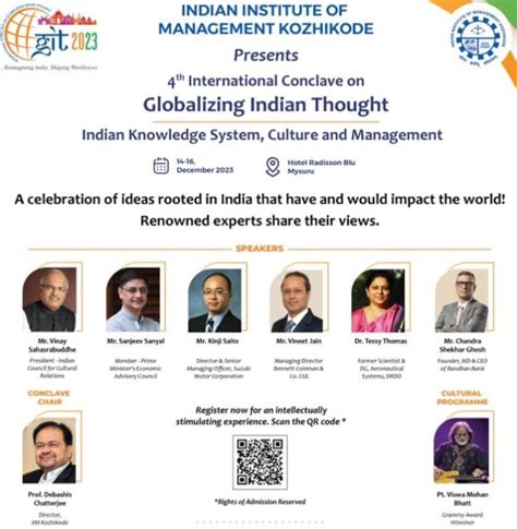 Iim Kozhikode Presents The Th International Conclave Renowned Experts