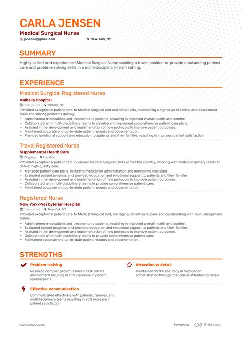 5 Medical Surgical Nurse Resume Examples And Guide For 2023