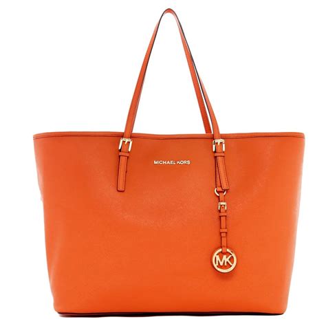 Michael Kors Jet Set Travel Burnt Orange Leather Tote Bag