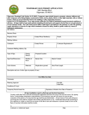 Fillable Online Temporary Sign Permit Application City Of