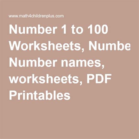 Number Names To Worksheet Pdf