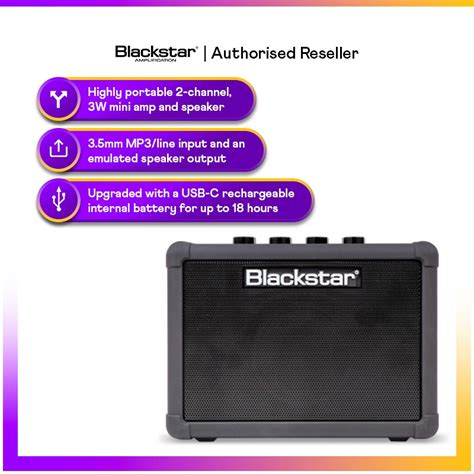 Blackstar Fly 3 Charge 3w Mini Rechargeable Guitar Amplifier With Bluetooth Audio Soundbars