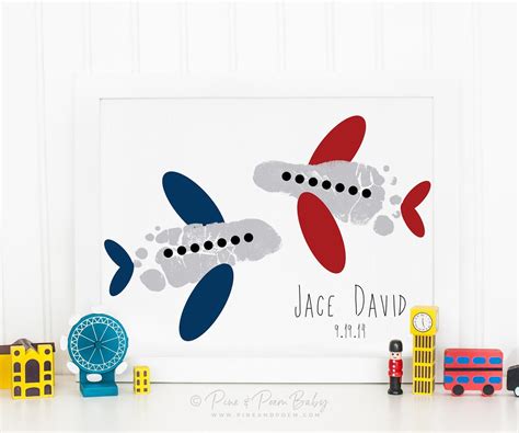 Travel Nursery Art Airplane Baby Footprint Plane Etsy In 2020 Baby