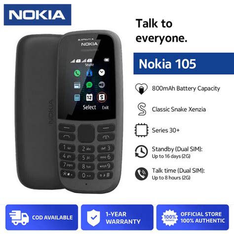 Nokia 105 Dual Sim 800 Mah Keypad Cellphone Basic Phone 【100