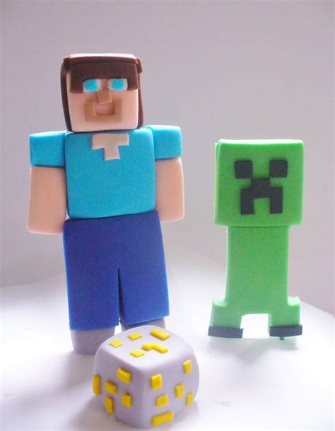 MINECRAFT Steve Creeper and Ore edible fondant cake topper