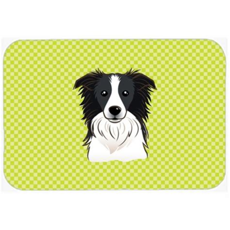 Checkerboard Lime Green Border Collie Mouse Pad Hot Pad Or Trivet 7