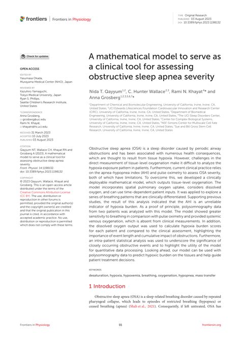 Pdf A Mathematical Model To Serve As A Clinical Tool For Assessing