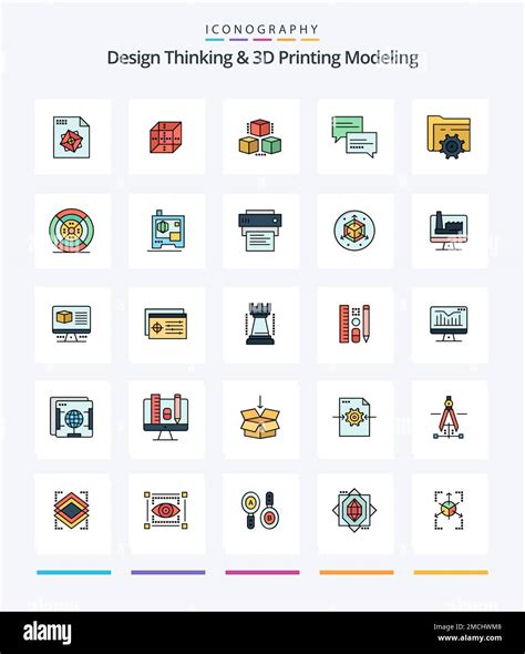 Creative Design Thinking And D Printing Modeling 25 Line FIlled Icon