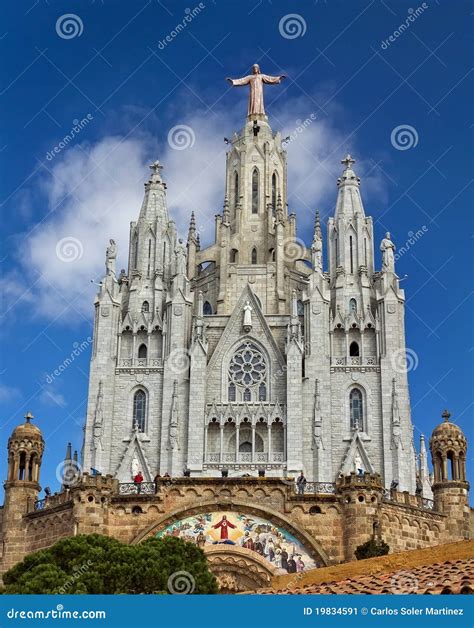 La Spagna Barcellona Temple De Sagrat Cor Tibidabo Immagine Stock