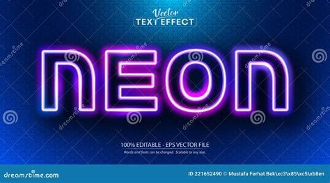 Neon Text Neon Style Editable Text Effect Stock Vector Illustration