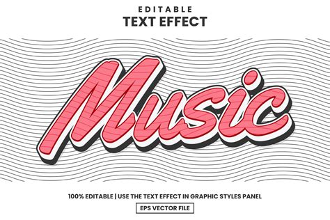 Music 3d cartoon editable text effect template modern style, vector ...