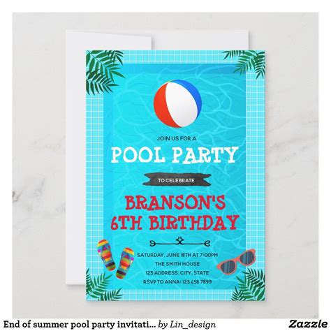 End Of Summer Pool Party Invitation Zazzle