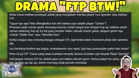 DRAMA F2P YANG TERLALU BANGGA MENJADI F2P F2P BTW RAGNAROK ORIGIN