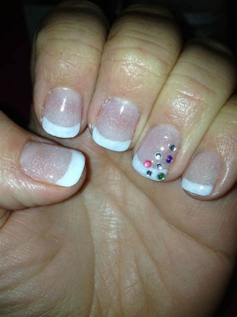 Uv Gel Nails French Manicure With Gems £23 Infills Nails Gel Nails