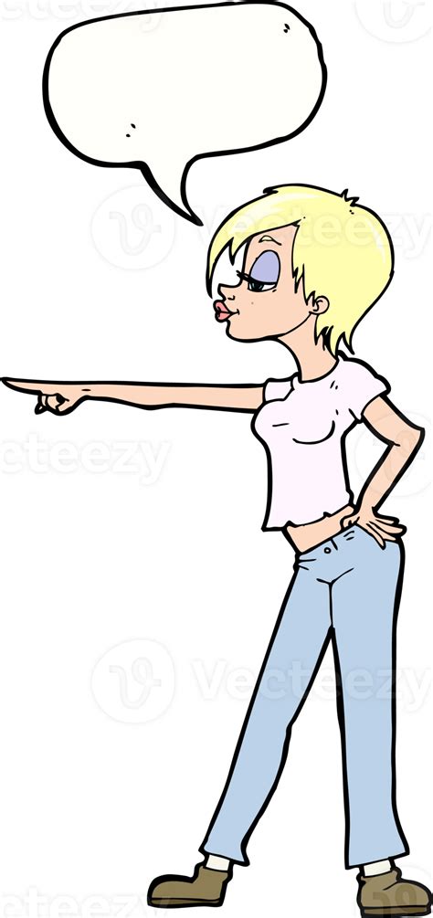 Cartoon Woman Pointing With Speech Bubble 45131836 Png