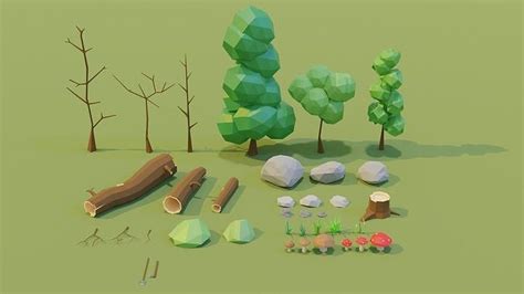 3d Model Low Poly Nature Asset Pack Vr Ar Low Poly Cgtrader