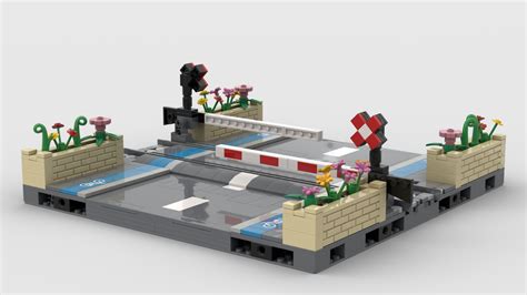 Lego Moc Tram Tracks With Tram Crossing Modular 32x32 By Quczi142