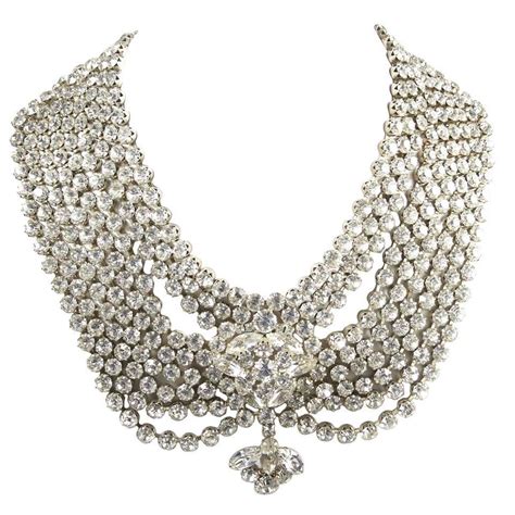 Vintage 50s Huge Rhinestone Bib Necklace At 1stdibs