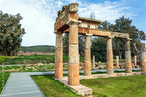 Temple Of Artemis In Archaeological Site Of Brauron Attica Greece