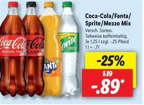 Coca Cola Fanta Sprite Mezzo Mix Angebot Bei Lidl Prospekte De