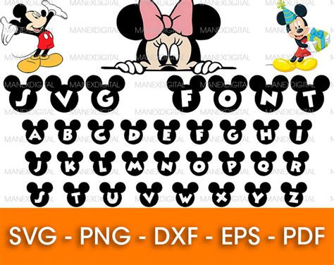 Mickey Mouse Font Svg Vector Mickey Mouse Font Svg Mickey Etsy