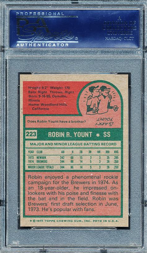 Topps Mini Robin Yount Rc Psa Pristine Auction