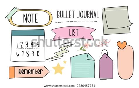 Cute Bullet Journal Notes Paper Ornament Stock Vector (Royalty Free ...