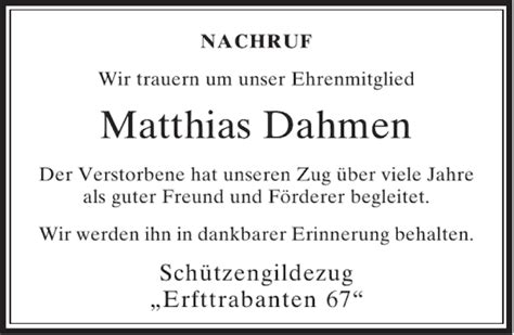 Alle Traueranzeigen für Matthias Dahmen trauer rp online de