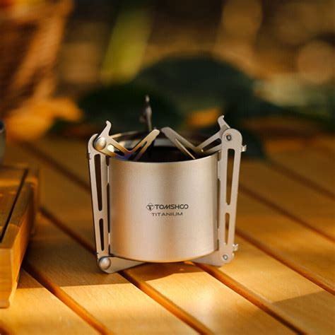 Tomshoo Titanium Alcohol Stove With Lid Foldable Legs Pot Supports