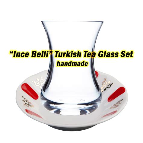 Thin Waist Turkish Tea Glass Ince Belli Ay Barda Set Of Glasses