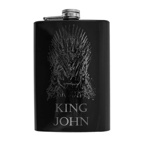 Hip Flask Plus Stainless Steel 8oz Flask Black Customizable King Of