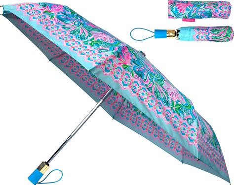 Lilly Pulitzer Womens Travel Umbrella With Automatic Open