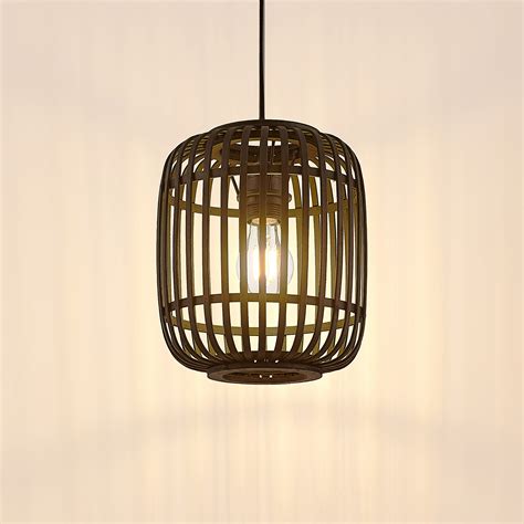 Lampa wisząca Lindby Canyana czarna rattan Ø 22 cm Lampy pl