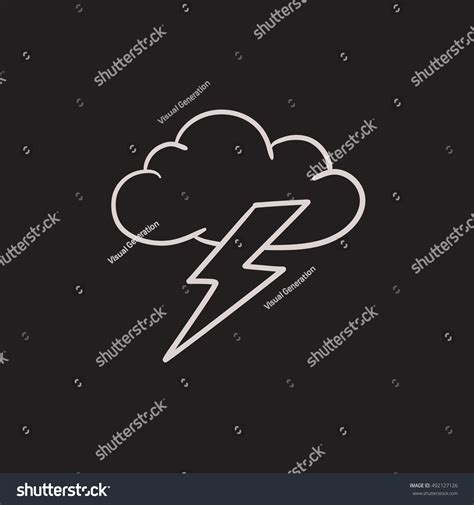 Cloud Lightning Bolt Vector Sketch Icon Stock Vector Royalty Free