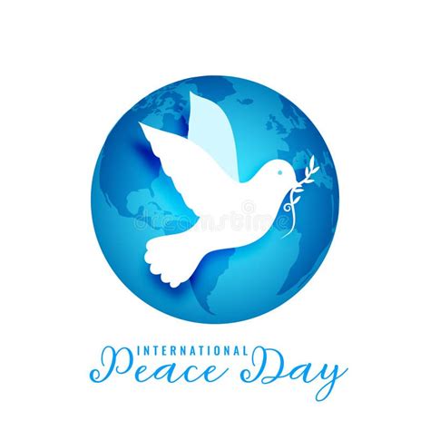 International Day Of Peace Background With Blue Sky Pigeon Vector