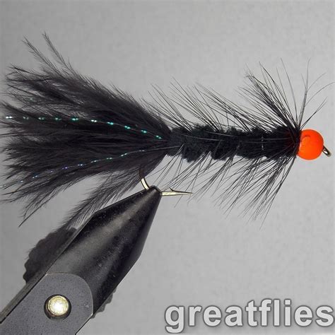 Dozen Woolly Bugger Black Orange Bead Head Great Flies