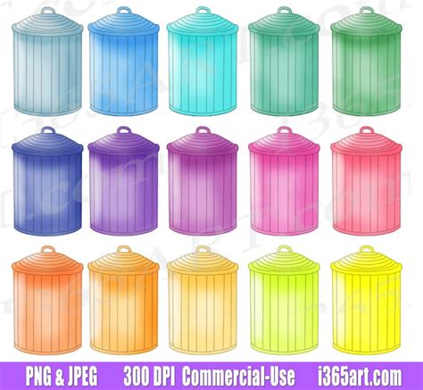 Trash Can Clipart Trash Can Clip art Trash Bin Garbage can | Etsy