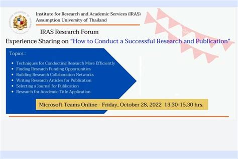 Iras Research Forum Experience Sharing On How To Conduct A Successful