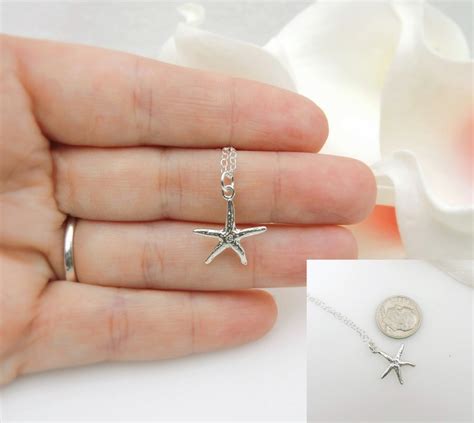 Tiny Sterling Silver Starfish Necklace Minimalist Starfish Etsy