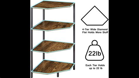 VECELO 31 Corner Shelf 4 Tier Display Shelves Wood Storage Stand