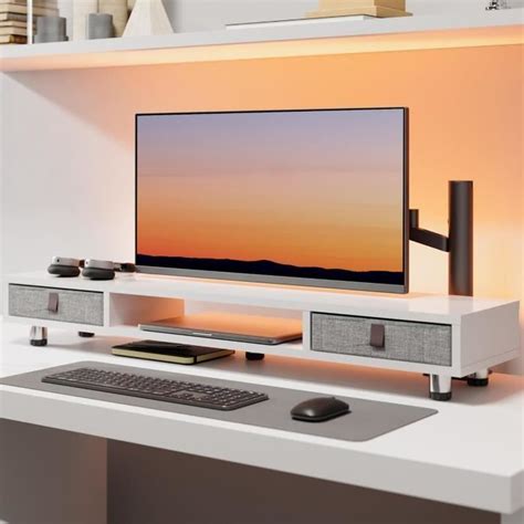 Réhausseur D Écran D Ordinateur 2 Niveaux Grand Moniteur Stand Avec