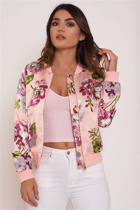 Flower Bomb Floral Bomber Jacket Pink Coats And Jackets Shop By Category Clothing Lasula