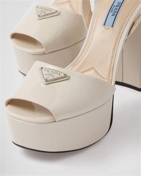 Prada Patent Leather Platform Sandals 115 In White Lyst