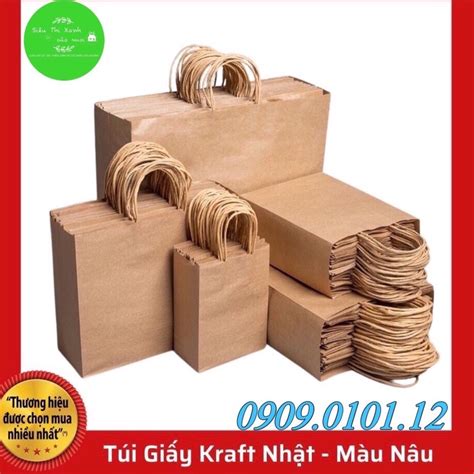 Túi giấy kraft có quai cao cấp nhật bản Túi giấy xi măng bảo vệ môi