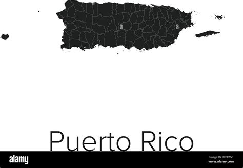 Puerto Rico Map Vector Illustration Silhouette Outline Puerto Rico