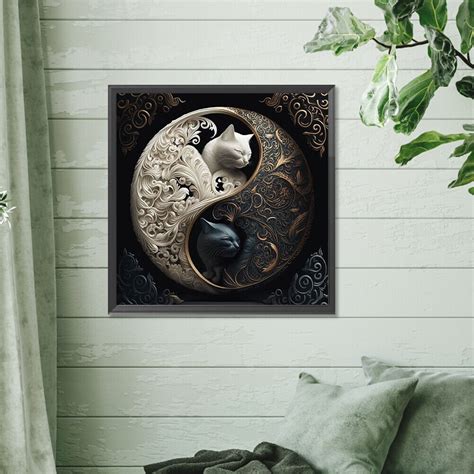 5D DIY Full Round Drill Diamond Painting Yin Yang Tai Chi Cat Home