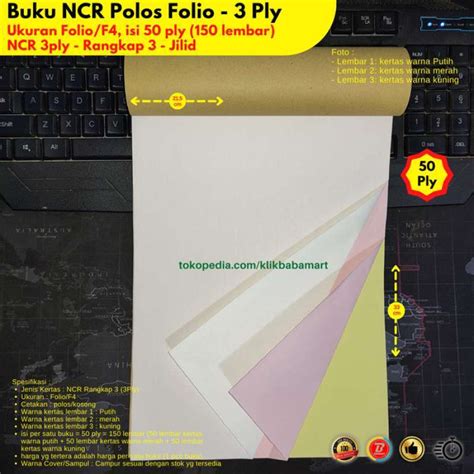 Jual Buku Ncr Polos Kosong Rangkap 3 Ply Ukuran F4 Folio Putih Merah