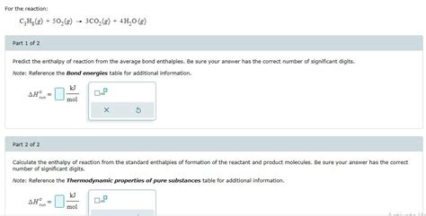 For the reaction: C3H8(g)+5O2(g)→3CO2(g)+4H2O(g) Part | Chegg.com